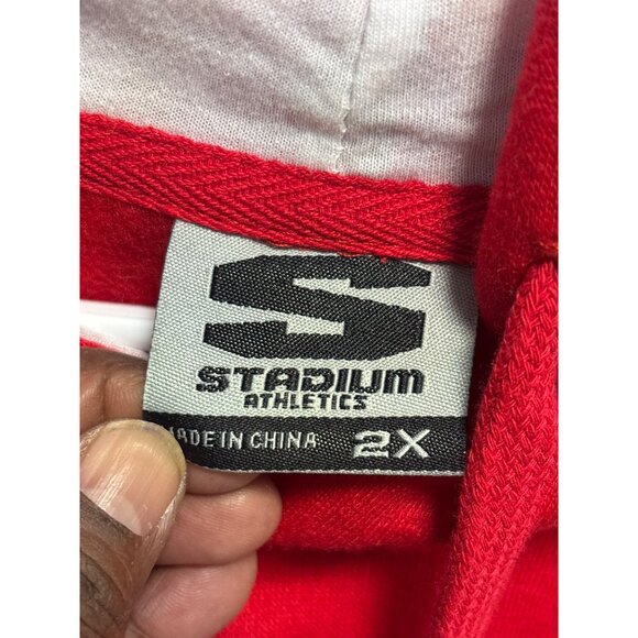 Stadium Athletics Wisconsin Badgers Hoodie 2X Red & White Cotton Blend - Picture 6 of 9